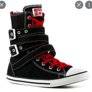 Red and Black Converse Hightops with Buckes